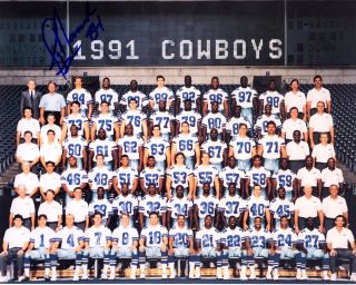 1991 Dallas Cowboys Autograph 8x10 Team Photo Signed By Jay Novacek With