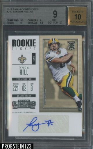 2017 Contenders Rookie Ticket 249 Taysom Hill Saints Rc Bgs 9 W/ 10 Auto