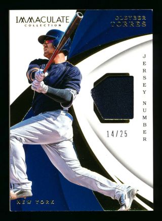 2018 Immaculate Gleyber Torres Rc Jersey Number Patch Yankees Rookie Sp 14/25