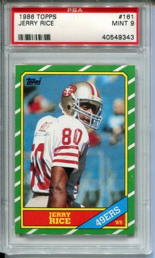 1986 Topps Football 161 Jerry Rice Rookie Card Rc Psa 9