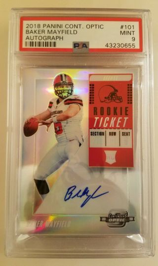 2018 Optic Contenders Baker Mayfield Silver Prizm Auto Refractor Like Psa 9 Rc