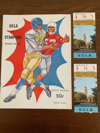 1961 Ucla Vs Standford Football Program With (2) Ticket Stubs