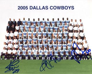 2005 Dallas Cowboys Autograph 8x10 Team Photo Signed By 3 Cowboys Comes W/coa