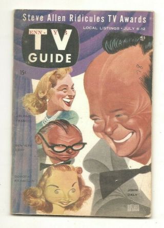 7/6 - 12,  1957 Ny - Penn Tv Guide,  John Daly Hirschfeld Cover,  A - S Game Mantle