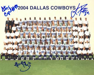 2004 Dallas Cowboys Autograph 8x10 Team Photo Signed By 3 Cowboys Comes W/coa
