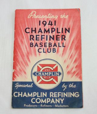 Vtg 1941 Champlin Refiners Baseball Club Enid Okla Monty Basgall Oil Semi Pro