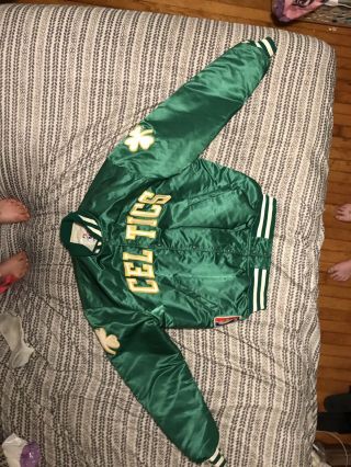 Late 1980’s Vintage Boston Celtics Nba Starter Bomber Satin Jacket Rare
