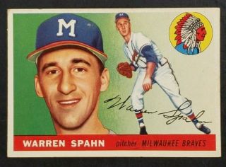 1955 Topps Baseball Card Warren Spahn 31 Ex Range Bv $100