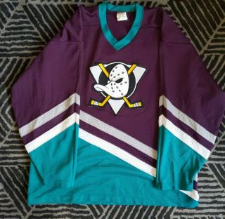 Anaheim Mighty Ducks Ccm Maska Nhl Hockey Jersey Mens Xl Stitched Purple
