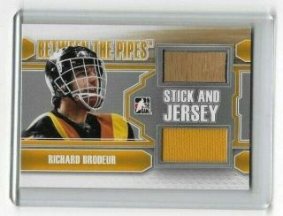 2013 Itg Between The Pipes Richard Brodeur Stick And Jersey Silver Version