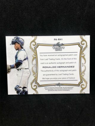 2018 Leaf Trinity Baseball Card RONALDO HERNANDEZ Patch AUTOGRAPH MAJESTIC Tag 2