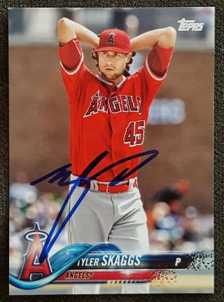 Tyler Skaggs Signed 2018 Topps Update Baseball Card Us127 Angels Auto