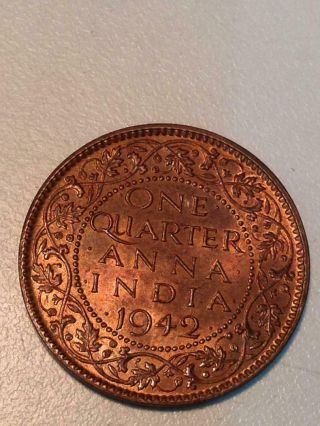 India One Quarter Anna 1942 Unc