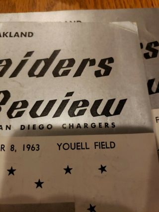 December 8 1963 AFL Football Program San Diego Chargers at Oakland Raiders VG 3