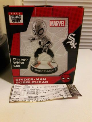 Chicago White Sox Spider - Man Bobblehead Sga 7/27/19 W/ticket
