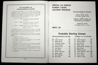 1957 Jacksonville Gator Bowl Program Florida A&M v Bethune Cookman Negro League 2