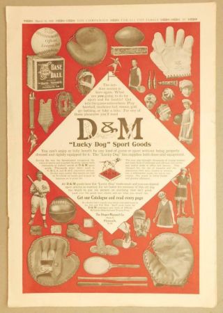1920 D & M Lucky Dog Baseball Sports Goods Ad From The Companion Mag.  Fd7