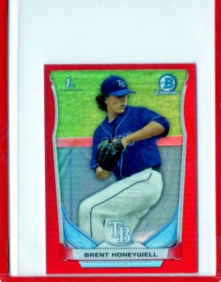 2014 Brent Honeywell Mini 1st Bowman Chrome Red Numbered 2/5 Tampa Bay Rays Rc