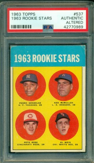 Pete Rose 1963 Topps Rookie 537 Psa Authentic Eye Appeal - Hit King