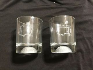 Augusta National Masters Golf Tournament Etched Whisky Glasses,  Set Of 2
