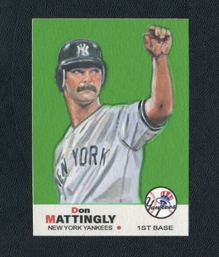Don Mattingly Yankees Legend Painted Portrait 1969 Style Card 1/1 Not A Reprint