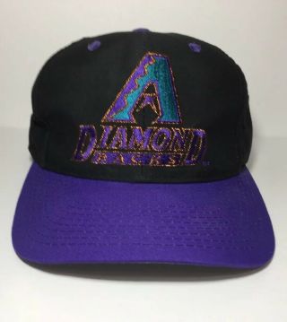 Vintage Arizona Diamondbacks Hat Cap Snapback Logo 7 90s Black Mlb Baseball