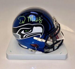 Dk Metcalf Signed Seattle Seahawks Chrome Riddell Mini Helmet Jsa