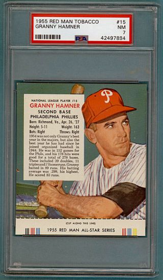 1955 Red Man Tobacco Granny Hamner – 15n Psa 7 Phillies