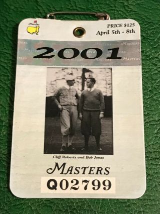 2001 Masters Badge Tiger Woods Champion Augusta National Ticket Souvenir