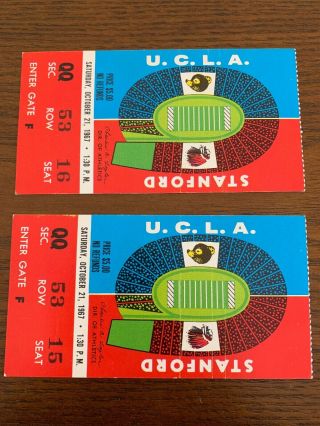 1967 Ucla Vs Stanford Ticket Stubs.  (2) 2