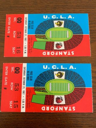 1967 Ucla Vs Stanford Ticket Stubs.  (2) 4