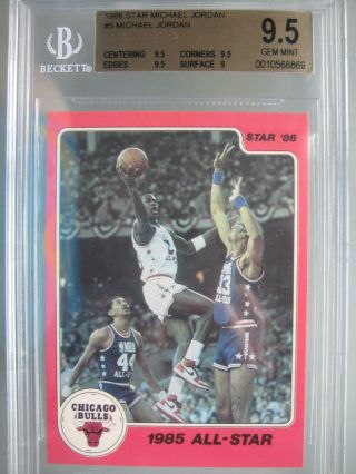 1986 Star 5 Michael Jordan Rookie Rc Bgs 9.  5 Gem 9.  5/9.  5/9.  5/9