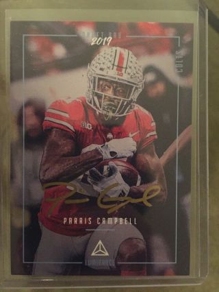 Parris Campbell 2019 Panini Luminance Gold Ink Rookie Auto