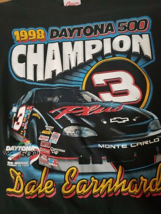 Vintage Dale Earnhardt 1998 Daytona 500 Champion Graphic Tee Shirt Size Xl