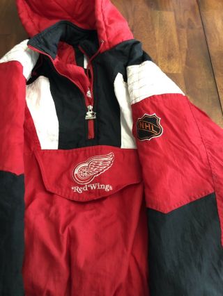 Vintage 90s Starter Nhl Detroit Red Wings Pullover Jacket Adult M Medium