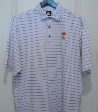 Footjoy Poly Spandex Golf Shirt - - Xl - - White/grey Stripes - - Kiawah