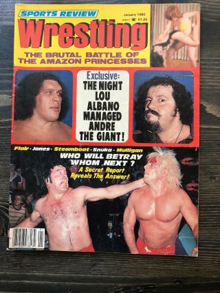Sports Review Wrestling January 1980.  Andre; Flair Bleeds Again