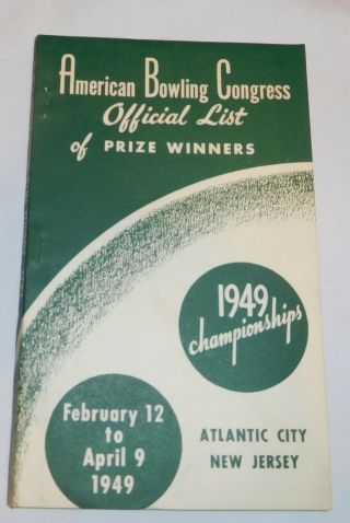Vintage American Bowling Congress Official List Of Prize Winners 1949 Champions