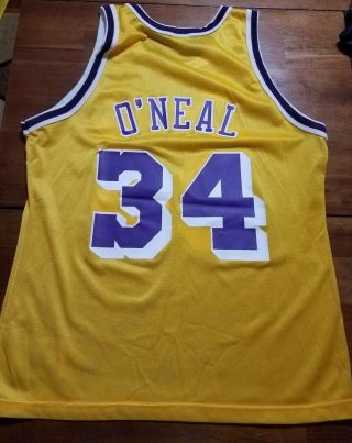 Vintage Champion NBA Los Angeles Lakers Basketball Jersey Sz 44 Shaq O ' Neal 4