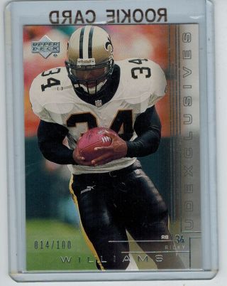 2000 Upper Deck Ricky Williams 128 Ud Exclusives Silver 014/100 Saints Texas