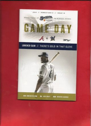 Lorenzo Cain Cover Milwaukee Brewers 2019 Official Gameday Program Issue 16