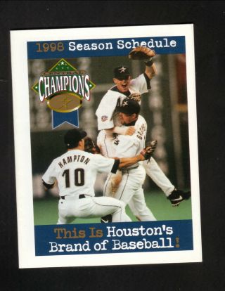 Houston Astros - 1998 Pocket Schedule - Methodist Health Care - Bagwell/biggio/hampton