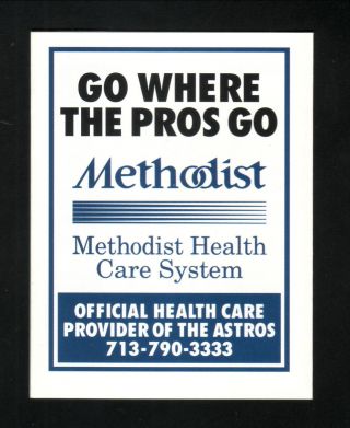 Houston Astros - 1998 Pocket Schedule - Methodist Health Care - Bagwell/Biggio/Hampton 2