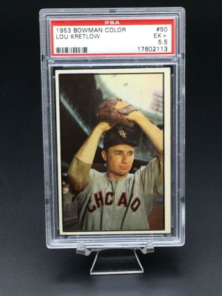 1953 Bowman Color Baseball Lou Kretlow Psa Ex,  5.  5 50 Chicago White Sox