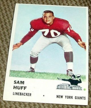 1961 Fleer Football Card 74 Sam Huff York Giants Ex