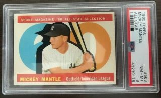 1960 Topps 563 Mickey Mantle (all - Star) Psa 8 (card)