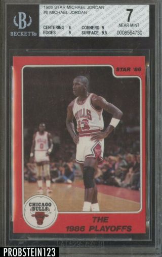 1986 Star Basketball 8 Michael Jordan Chicago Bulls Rc Rookie Hof Bgs 7 W/ 9.  5