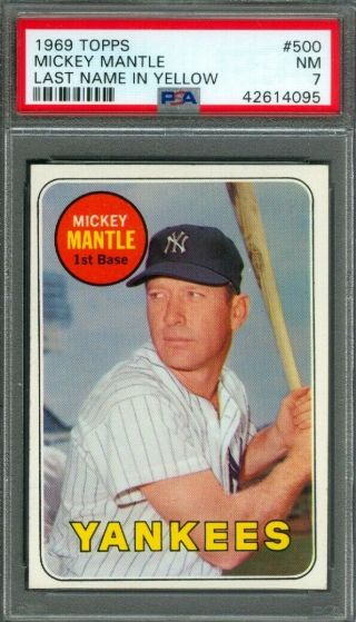 1969 Topps Mickey Mantle 500 (yellow) Yankees Psa 7 (nearmint)