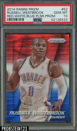 2014 Panini Red White Blue Pulsar Prizm 52 Russell Westbrook Thunder Psa 10