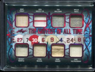 2019 Leaf Itg Game Trout Griffey Mantle Mays Musial Game Worn Jersey 4/4